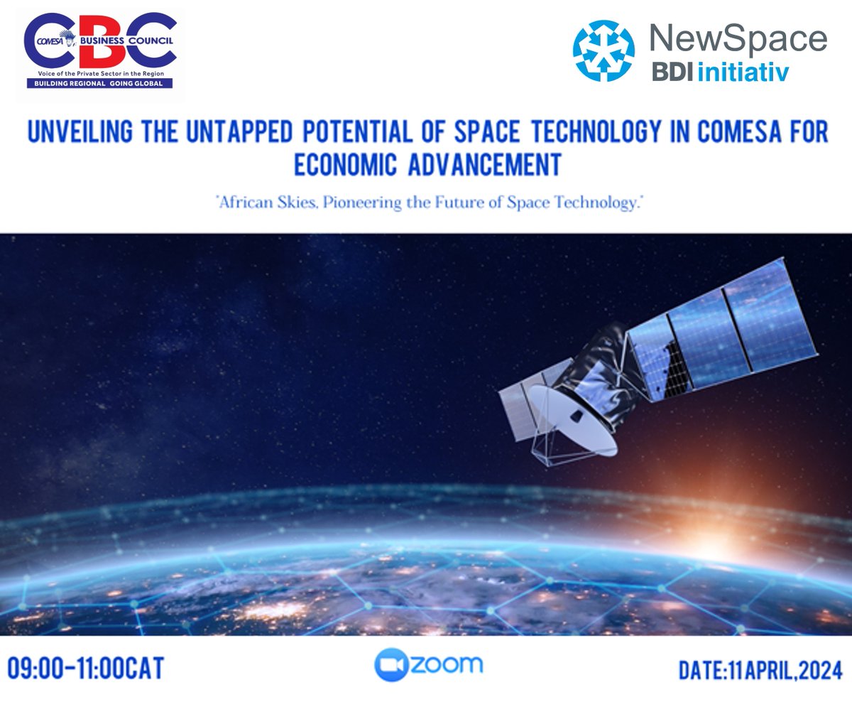 Ready to explore the frontier of #spacetechnology? Join us for a webinar on #NewSpace #Technology in COMESA & discover how the region's visionary spirit is shaping innovation & growth. Register now! 🚀bit.ly/CBC_BDI_NewSpa… #NewSpaceAfrica #AfricaSpaceEconomy #AfricaSpaceTech