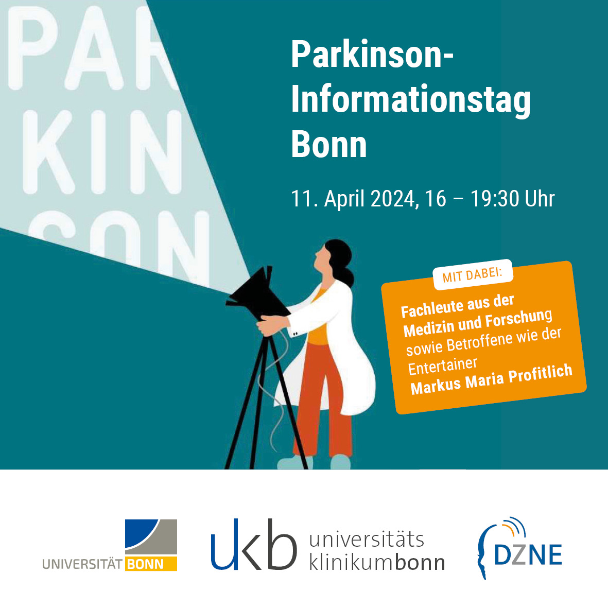 🗓️Bonn, 11. April - Infotag #Parkinson, Infos: dzne.de/im-fokus/meldu… 🧠 #DZNE @UniklinikBonn #WeltParkinsontag