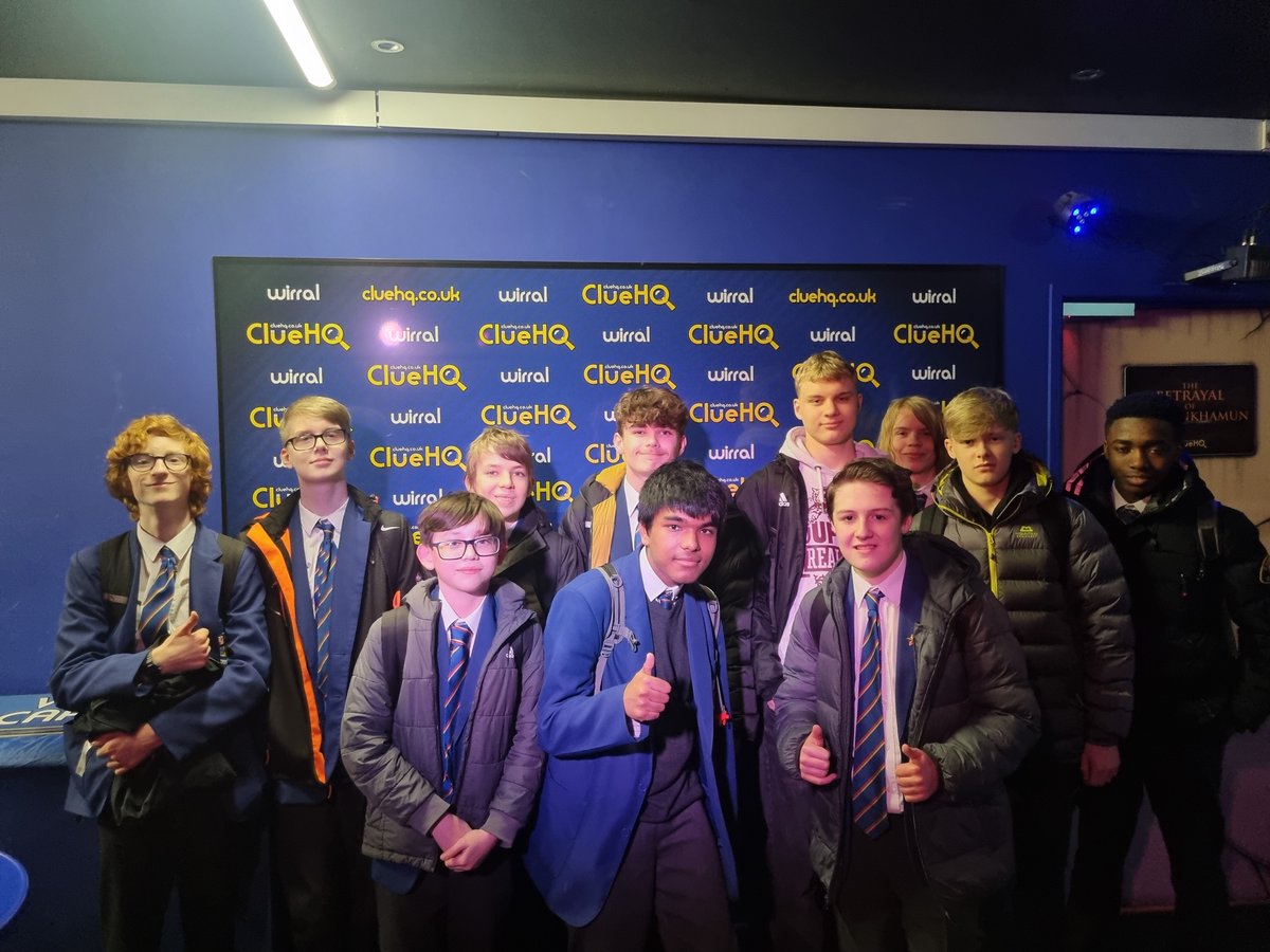 12 students visited Clue HQ Wirral, a live escape room experience, as a reward for excellent performance in a recent Maths challenge. They worked in teams, solving clues, riddles and puzzles. Both teams successfully completed the challenge! Well done to all the boys involved!