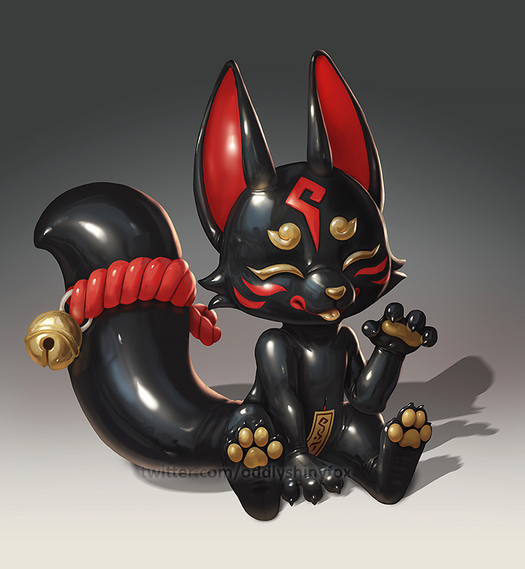 oddlyshinyfox's tweet photo. Black glossy kitsune for @XiaoFanaowu2333 https://t.co/fvmSTX6Af7