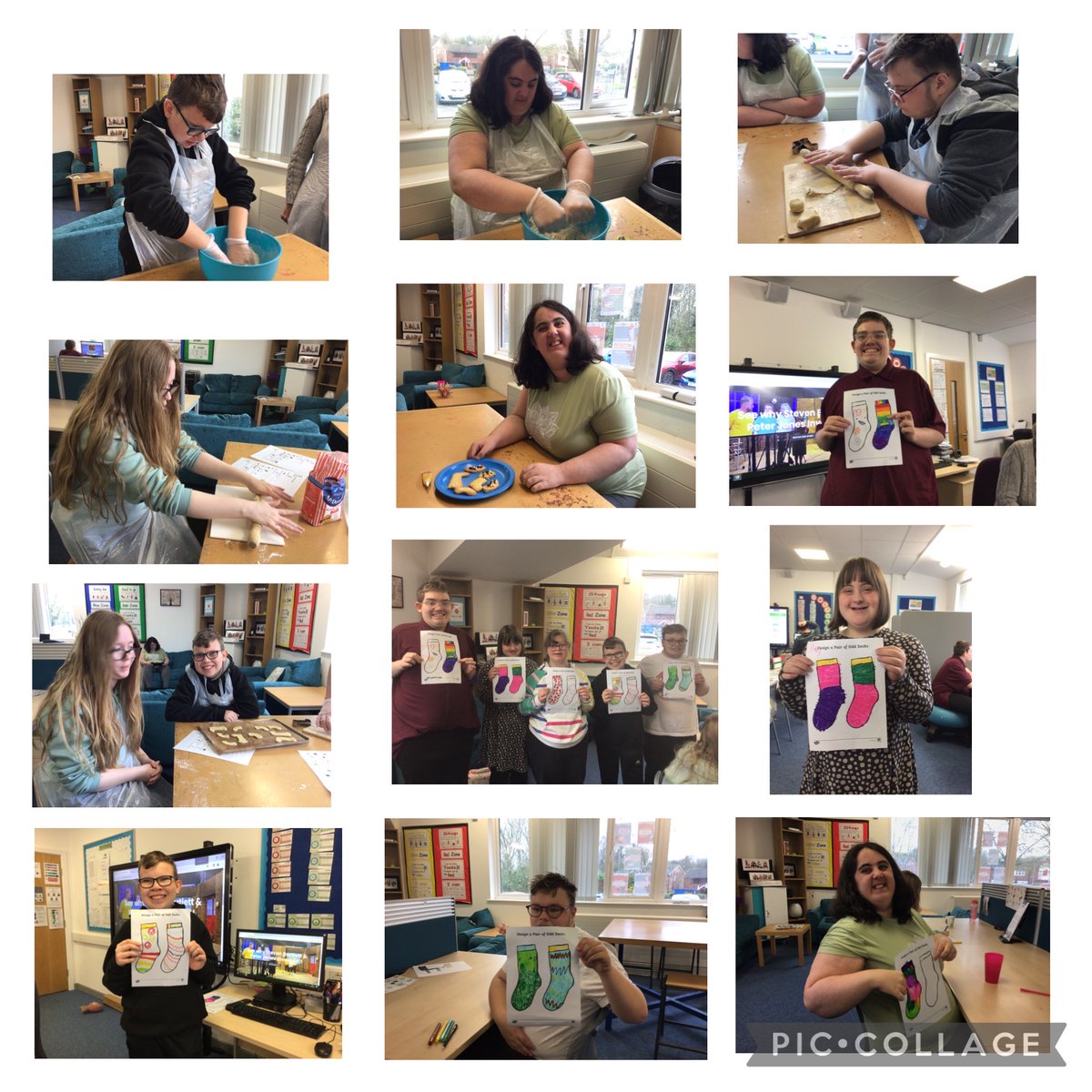 We are celebrating World Down Syndrome day today in college. in Vickie’s class students have been baking sock biscuits and creating some lovely sock designs during lunch time with friends #WorldDownSyndromeDay2024 #SEND #wonderfulworkatwoolston