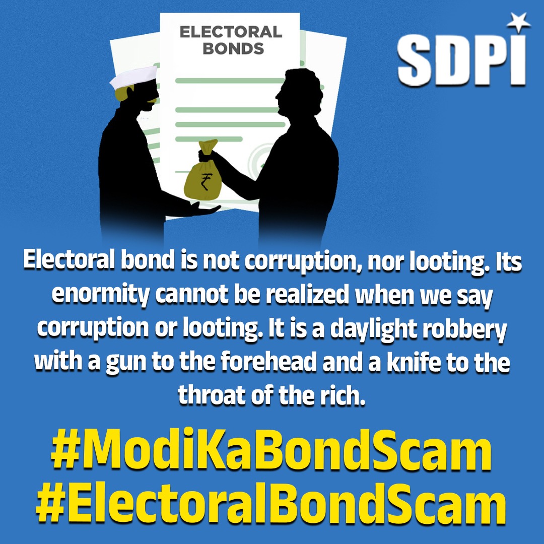Electoral bond is not corruption, nor looting. Its enormity cannot be realized when we say corruption or looting. It is a daylight robbery with a gun to the forehead and a knife to the throat of the rich #ModiKaBondScam #ElectoralBondScam