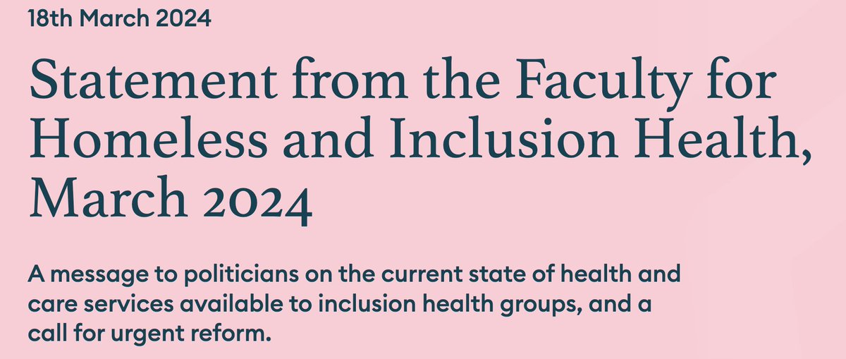 Proud to be part of the Faculty for Homeless & Inclusion Health, speaking up about unacceptable UK inequalities - bit.ly/3wWd030. Inclusion health groups have the worst health & experience the worst care @wesstreeting @victoriaatkins. The govt must do more @PathwayUK