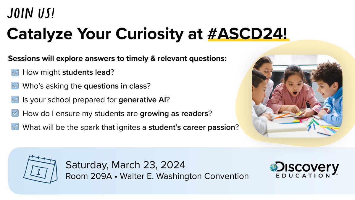 Going to ASCD 2024? Meet the DE speakers and join our workshops Saturday, March 23 in Room 209A! bit.ly/DE-ASCD-2024