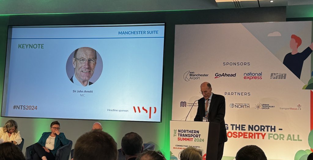 In his keynote address at #NTS24, Sir John Armitt, Chair of @NatInfraCom, have emphasised the importance of Transport for the North in bringing our region together as #OneVoice to #TransformTheNorth.