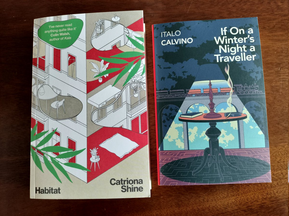 Lunchtime book shopping: If In a Winter's Night vs a Traveller by Italo Calvino, as referenced in the Can Xue lecture I tweeted earlier. Translated by William Weaver. Habitat by @catriona_shine published by @LilliputPress – looks great!