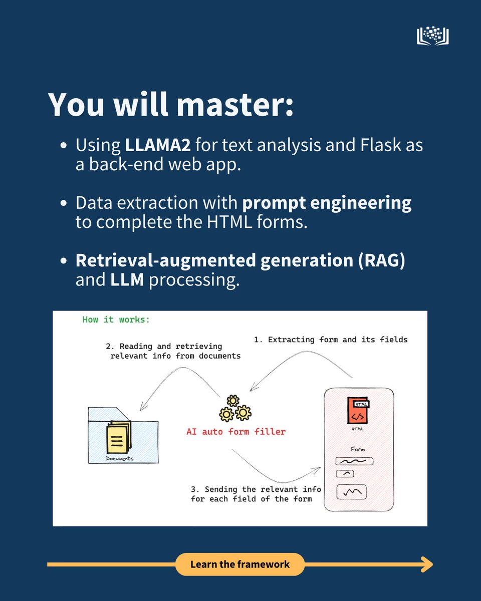 CognitiveClass's tweet photo. Start your AI Data Science portfolio with this free guided project:
Build an AI Agent that reads your private documents and autofills forms intuitively using RAG and LLMs.
Check it out for free:
🔗 https://t.co/SXaPwQiAWD
#datascience #AIAgent GenerativeAI #LLM #Guidedproject https://t.co/dmaKu7os5v