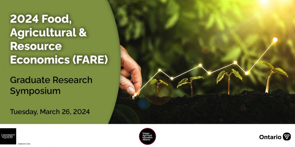 Join the #UofG Department of Food, Agricultural and Resource Economics (FARE) for the 2024 Annual Graduate Research Symposium on March 26. Click for event details: bit.ly/49WNZTf @FAREUofG @UofGResearch