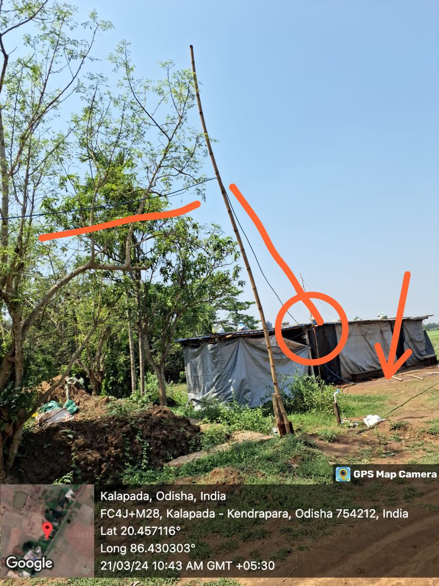 nocorruption42's tweet image. This type of #NewServiceConnection has given in the plot no 4714 of Area Bagada, Dist @dmkendrapara ? Is this permissible to give connection through a bamboo?? #Violation of #IndiaElectricityAct @CEA_India. Who is the concern officials? #TPCODL #TATAPOWER #Violation