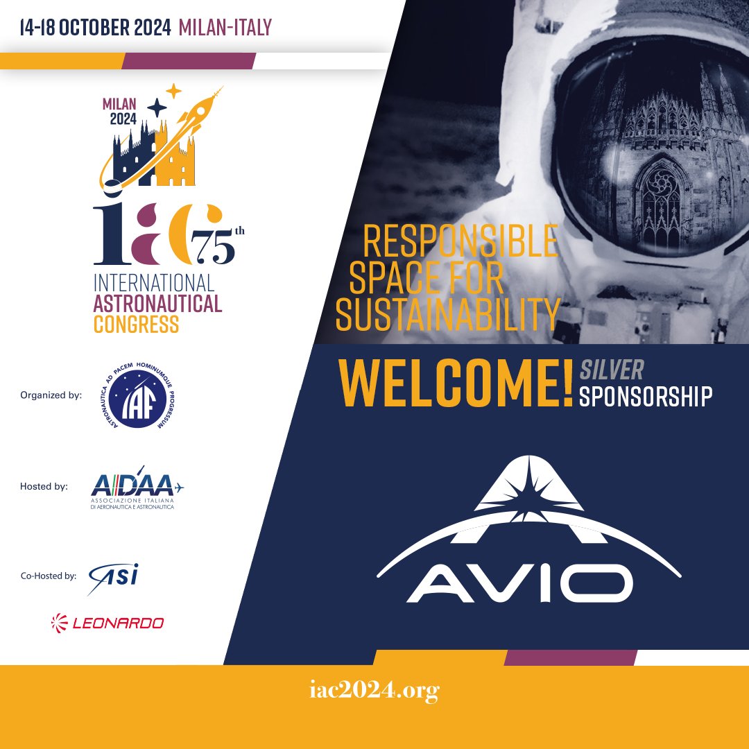 Great news! Thrilled to have @Avio_Group on board as a Silver Sponsor for the upcoming #IAC2024. Join us in celebrating their commitment to advancing innovation in the space community! Stay tuned to discover all the next sponsors for this amazing #IAC2024 #SilverSponsor