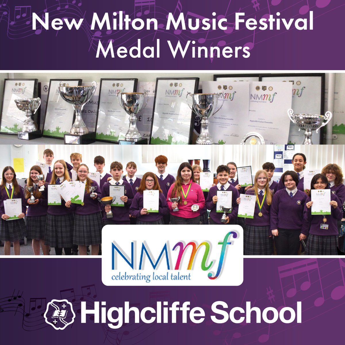 New Milton Music Festival medal winners Zadie (Gold &amp; double trophy winner), Poppy (Gold), Katie (Gold), Eddie (Gold), Hannah (Gold &amp; trophy winner), Sophie (Silver), Aviana (Silver), Toby (Silver), Eloise (Bronze), Mya (Bronze), Sophie &amp; Katie (Gold &amp; trophy winners).