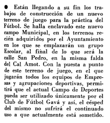 havokcfgava's tweet photo. Al 1969 es va construir un camp al final del Carrer de Sant Pere per tal de que la gespa de Can Tintorer fos utilitzada exclusivament pel CF Gavà. 
Recordo haver jugat en aquest camp perpendicular al que ara és l'Estadi de La Bòbila, i vosaltres?
📰@elbruguers
📸@CHistoriaGava https://t.co/8qBDpKI3Hj