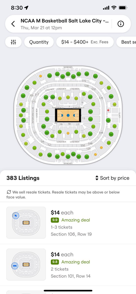 $14 to go watch the NCAA tournament today in SLC, UT It's more expensive to go see an IMAX movie...