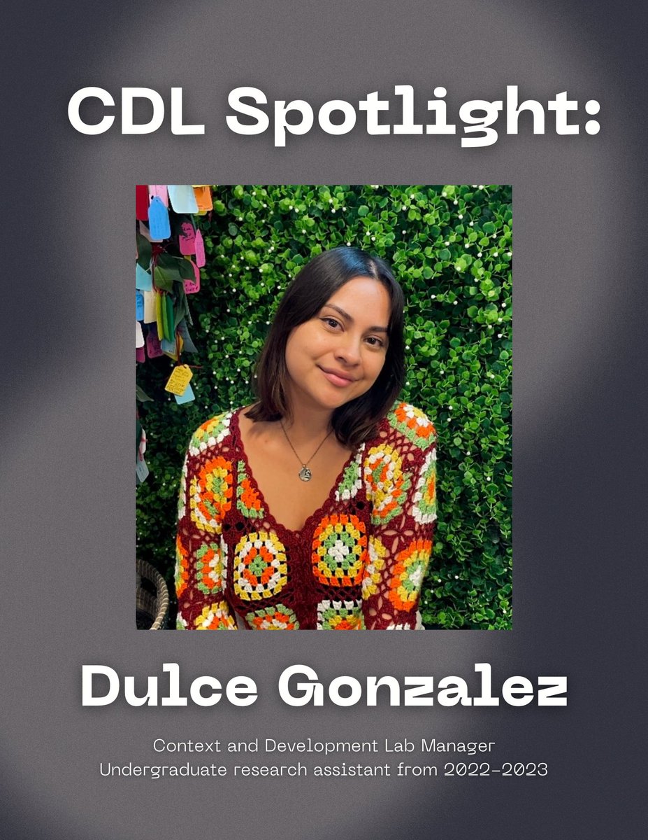 This month, we would like to spotlight the CDL's new Lab Manager, Dulce Gonzalez! Dulce previously served as a URA in the lab and started her new position with us in January. We are excited to continue being a part of her journey.