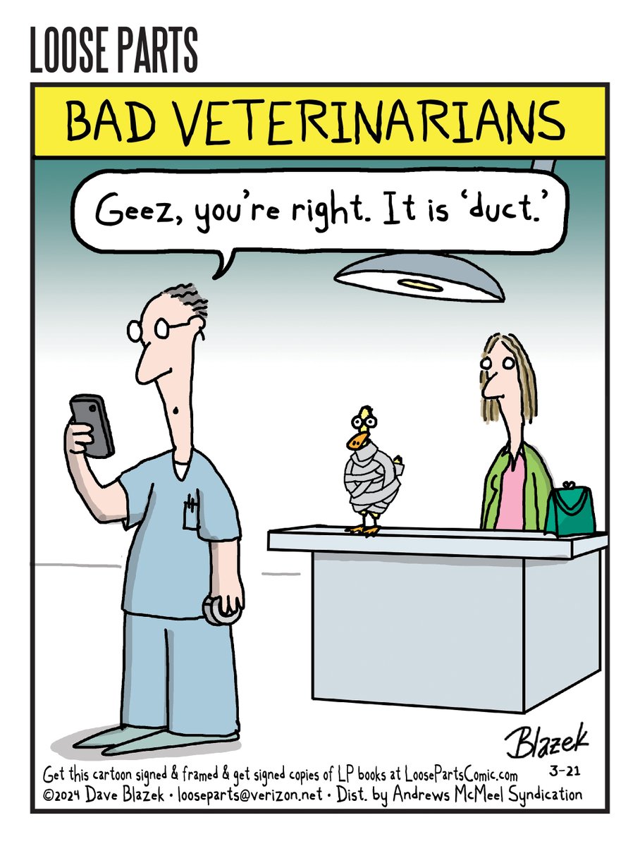 Here's an idea you can adhere to. #Ducks #Veterinary #Veterinarians #Tape #Cartoon #Comic #Humor #Thursday