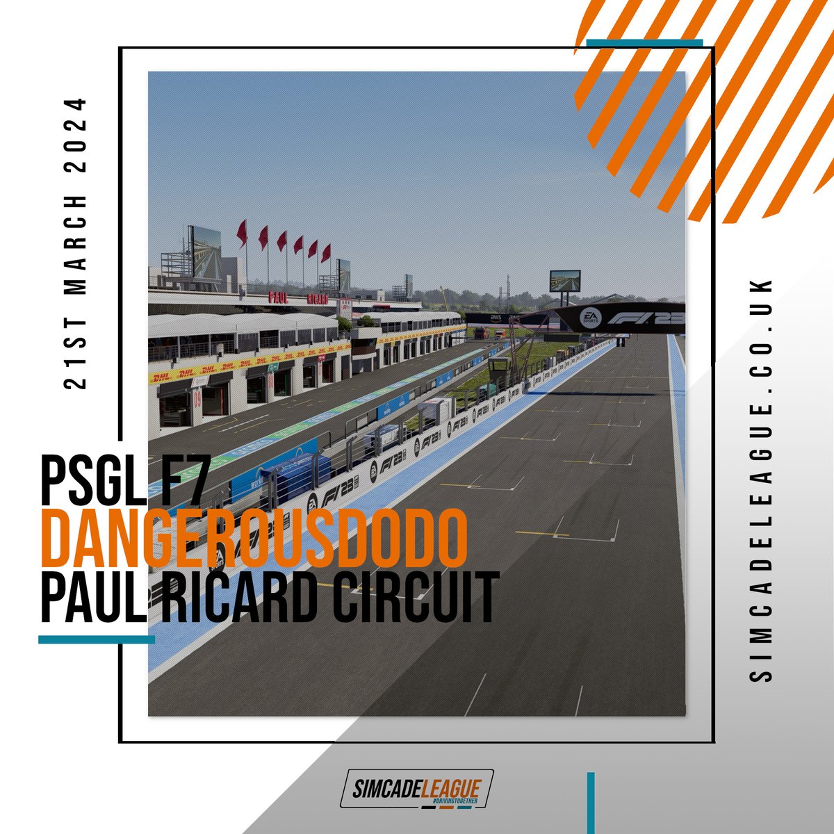 Currently sitting joint 3rd in the standings, <a href="/ERL_Dodo173/">DangerousDodo01</a> is back tonight in PSGL F7 at the Paul Ricard Circuit

Come show your support from 7pmUK
🔗twitch.tv/dangerousdodo01

#DrivingTogether #SimcadeLeague #F1Esports