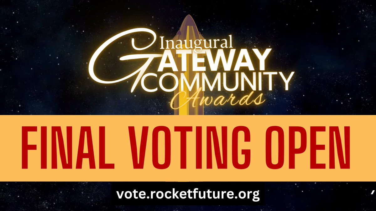 TheRocketFuture's tweet image. FINAL VOTING NOW OPEN for Community Gateway Awards. VOTE, SHARE, TAG. The more communities involved, the more fair/balanced the results. 

I only have the reach that I have, so I need YOUR help.
Voting Link -&amp;gt; forms.gle/Wku1AyYiATeqUQ…

#SpaceX #Starship #Starbase #TeamSpace…