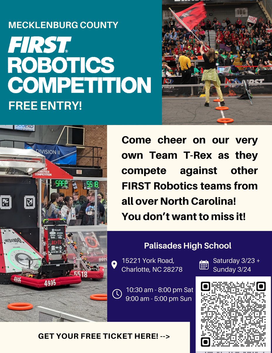 We can't wait for this weekend!!! <a href="/FRCTeams/">FIRST Robotics Competition</a>
<a href="/FIRSTNC/">FIRST North Carolina</a>
<a href="/FIRST_NCevents/">FIRST NC Events</a> #FRC #FIRSTNC