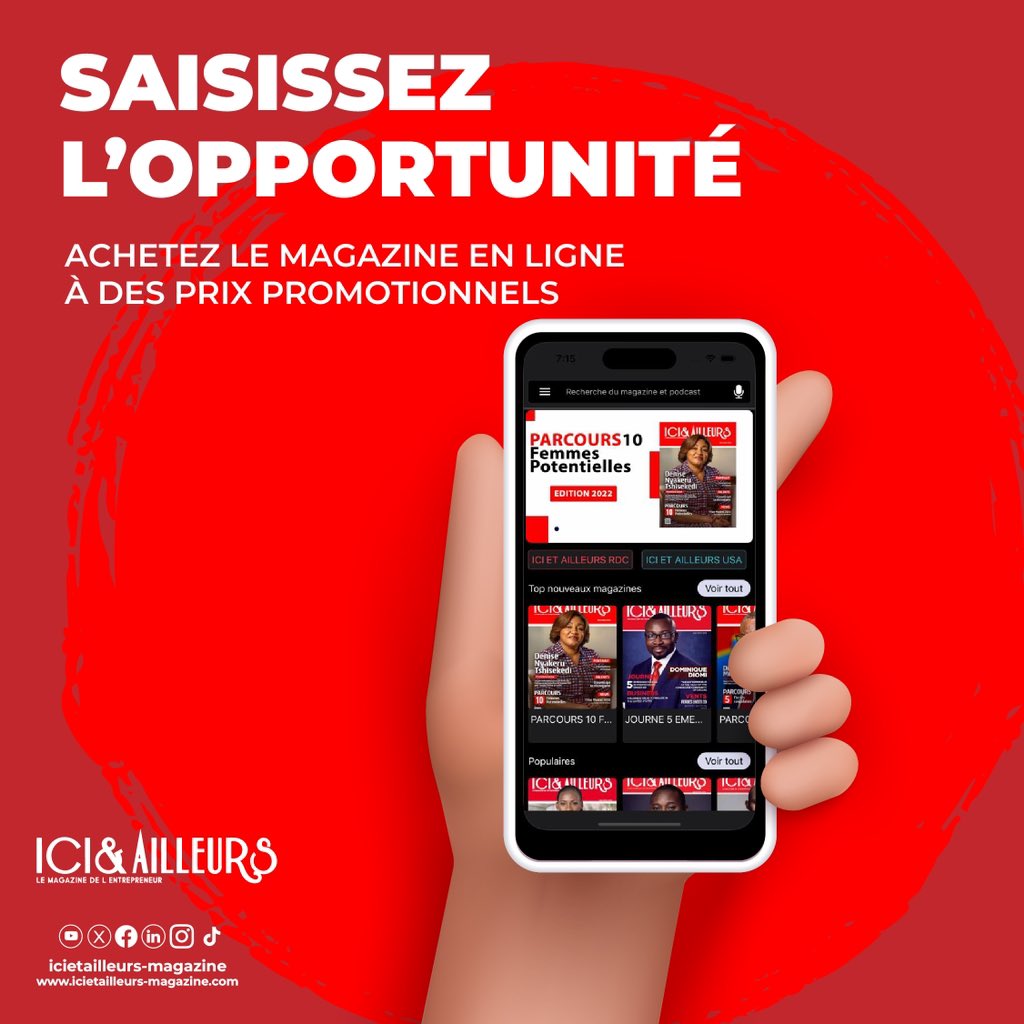 IciMagazine's tweet image. #icietailleursmagazine
#Applicationmobile

Vous trouverez dans notre application mobile : nos magazines ici et Ailleurs RDCongo et USA, ainsi que nos bannières publicitaires afin d’accompagner nos partenaires dans leur visibilité.