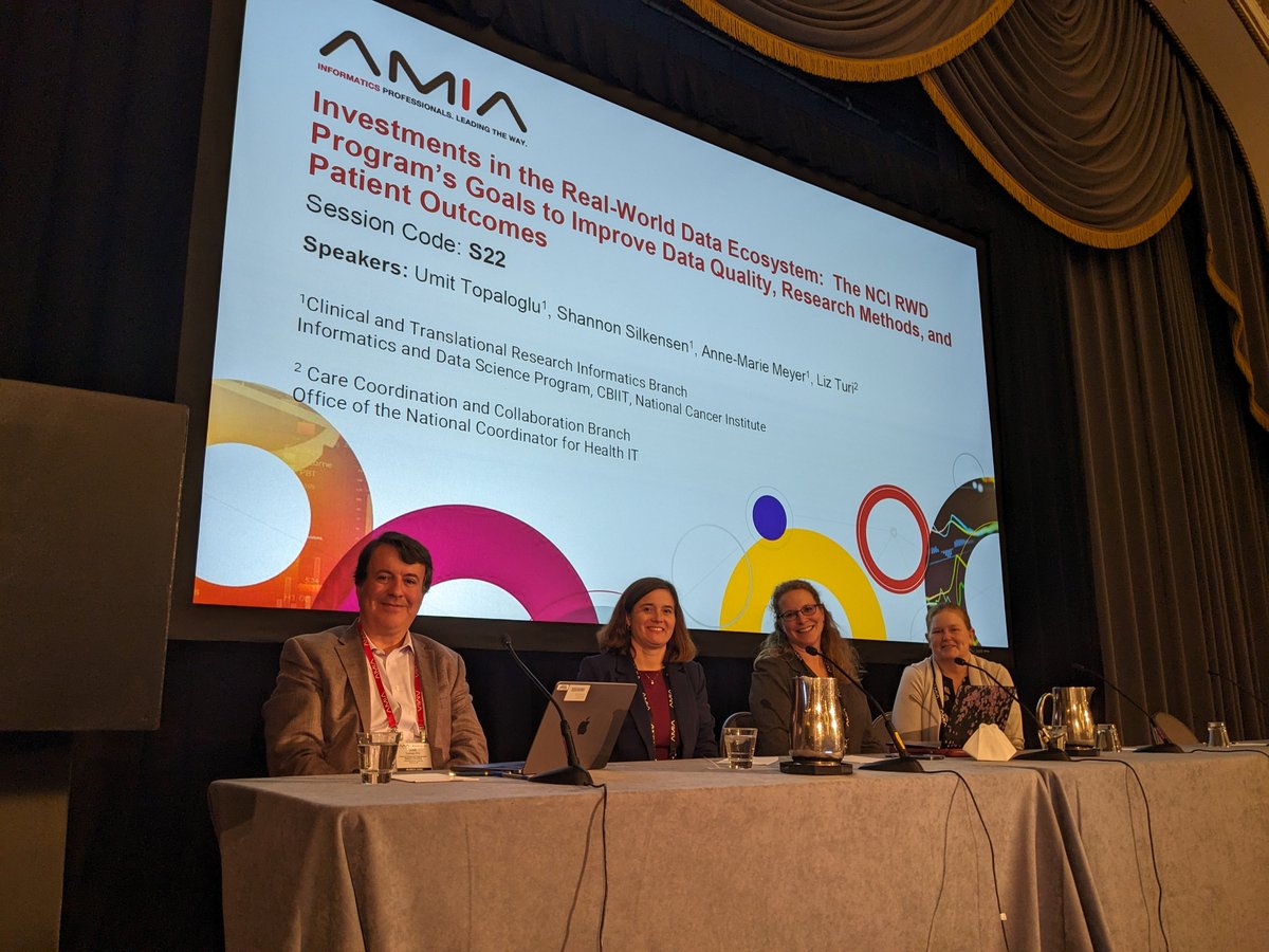 Proud to call these experts in the #CancerResearch field my @theNCI colleagues. Great presentation at #AMIA #IS24 yesterday, @umtopaloglu, Shannon Silkensen and Anne-Marie Meyer!