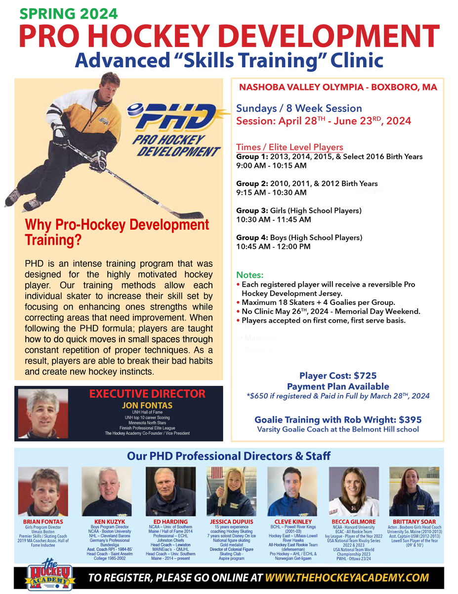 $75 Discount Ends NEXT WEEK - Register Today for PHD Advanced Skills Training 

thehockeyacademy.com/phd-hockey