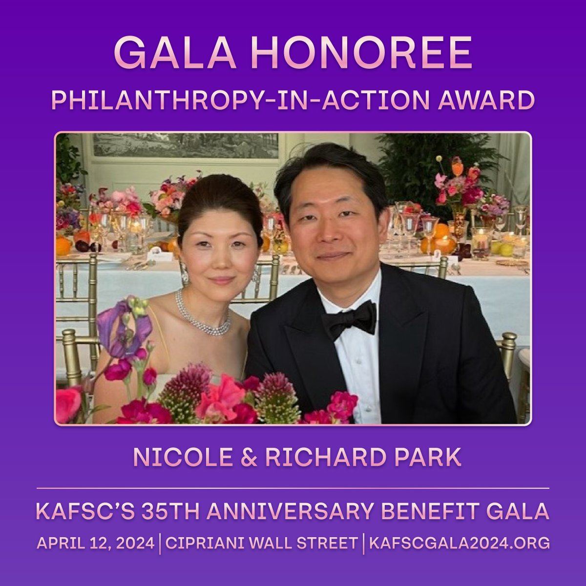 Join us in commemorating our exceptional honorees at KAFSC’s 35th Anniversary Benefit Gala on April 12th at Cipriani Wall Street. 🏆Trailblazer of Change Award: Art Chang @achangnyc 🏆Philanthropy-In-Action: Dr. Richard and Nicole Park Become a sponsor today! Link in bio.