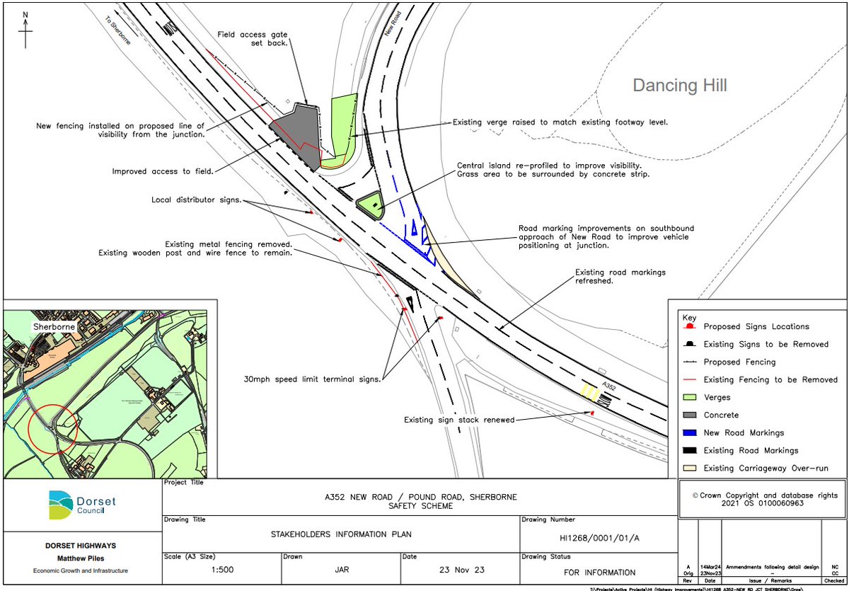 Road safety improvements to take place on the junction of the A352 and New Road during April. For more information read: bit.ly/3vkZwgC #sherborne #LoveSherborne