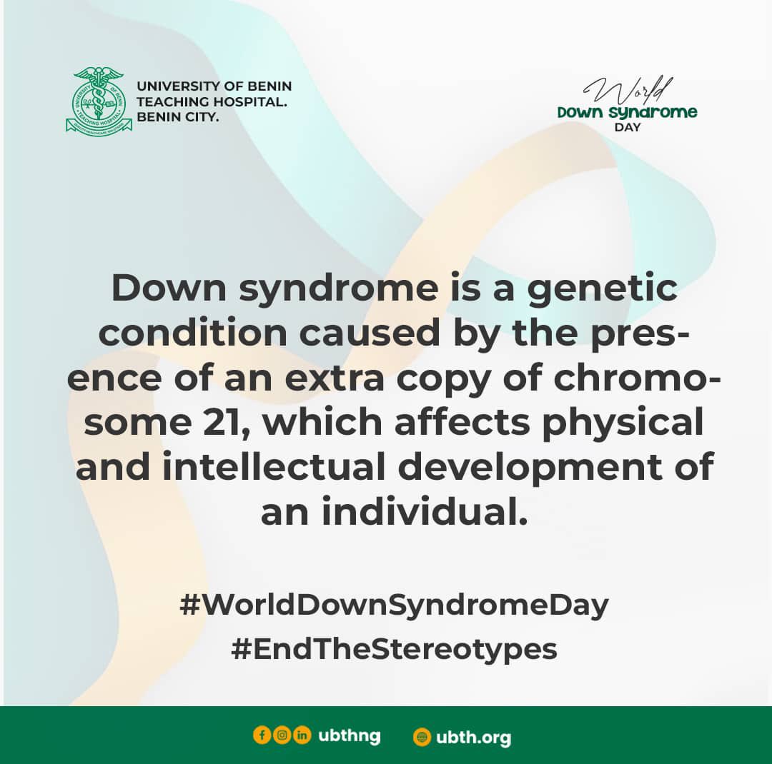 ubthng's tweet photo. 𝗪𝗛𝗔𝗧 𝗜𝗦 𝗗𝗢𝗪𝗡 𝗦𝗬𝗡𝗗𝗥𝗢𝗠𝗘?

Today, let's celebrate the unique abilities and contributions of individuals with Down syndrome. 

Together, let's #EndTheStereotypes and build a world where everyone is valued and included. 

#WorldDownSyndromeDay #InclusionMatters #UBTH https://t.co/zkc8aeZfOb
