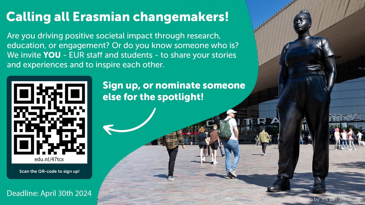 Do you know an unsung Erasmian hero? Or are you perhaps one yourself? Erasmus University would like to hear from you! (Selected contributions will be featured in the Strategy 2024 impact report.) Sign up or nominate someone through this link: eur.nl/en/events/call….