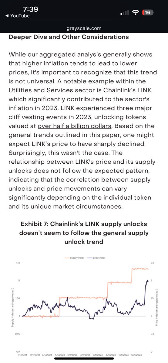 @Nakamotolisk Out of nearly 500 tokens studied, LINK was an outlier where token dilution did not impact price. Most the unlocks are to the team and they aren't selling. CCIP revenue over 350k this month, and on new podcast learned chainlink nets over 35mil a year from every roll-up integration