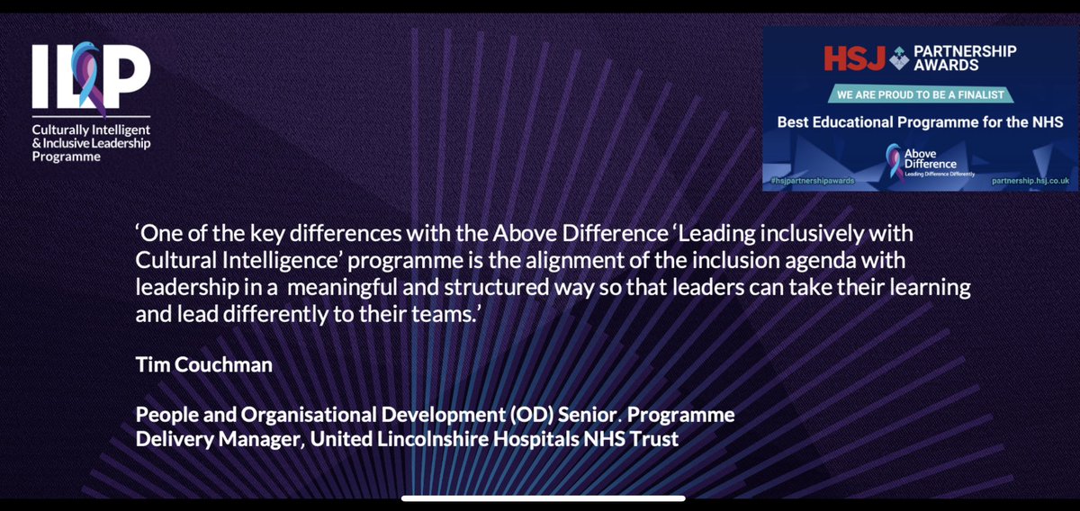 Hours away from the #hsjpartnershipawards nominated for ‘Best Educational Programme for the NHS’ award for our work with @ULHT_News @TimJPCouchman Good luck to all the finalists tonight. Ultimately it’s about driving improvement for the NHS, its people and clients