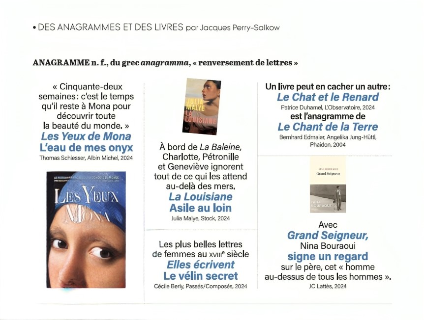 « Des anagrammes et des livres », Lire Magazine littéraire, numéro d’avril en kiosque aujourd’hui @NinaBouraoui @Lire_ML