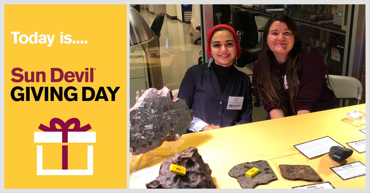 ASU Meteorites (@asumeteorites) on Twitter photo 💫☄️Happy #SunDevilGiving Day! Join the #SunDevilNation to #SupportScience and #SupportStudentSuccess!☄️💫 bit.ly/3mNLAav
<a href="/SESEASU/">School of Earth and Space Exploration</a> <a href="/asufoundation/">ASU Foundation</a> <a href="/ASU/">Arizona State University</a> #spacerocks #ASU #meteorites #ScienceEducation #WeLoveOurAlumni 💫☄️Happy #SunDevilGiving Day! Join the #SunDevilNation to #SupportScience and #SupportStudentSuccess!☄️💫 bit.ly/3mNLAav
<a href="/SESEASU/">School of Earth and Space Exploration</a> <a href="/asufoundation/">ASU Foundation</a> <a href="/ASU/">Arizona State University</a> #spacerocks #ASU #meteorites #ScienceEducation #WeLoveOurAlumni