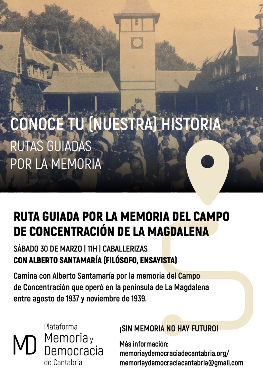 Vuelven las #RutasDeLamemoria esta vez caminamos el Campo de Concentración de #LaMagdalena con <a href="/albertoysantama/">Alberto Santamaría</a> (Alberto Santamaría) El sábado 30 de marzo a las 11h
