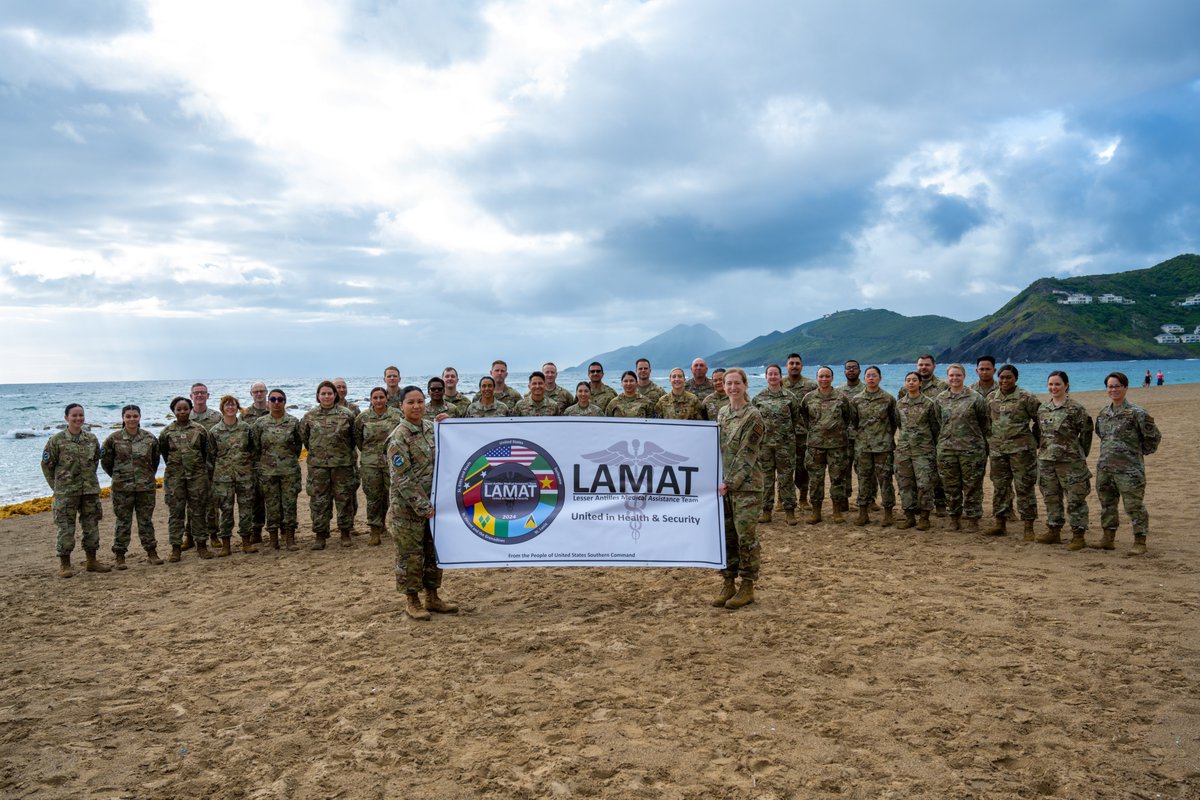 A team of 43 @usairforce medical personnel are in St. Kitts & Nevis & partnering with local counterparts to provide medical care & take part in mutual training & education during the Lesser Antilles Medical Assistance Team #LAMAT24 mission. @AFSOUTH @USEmbassyBtown
