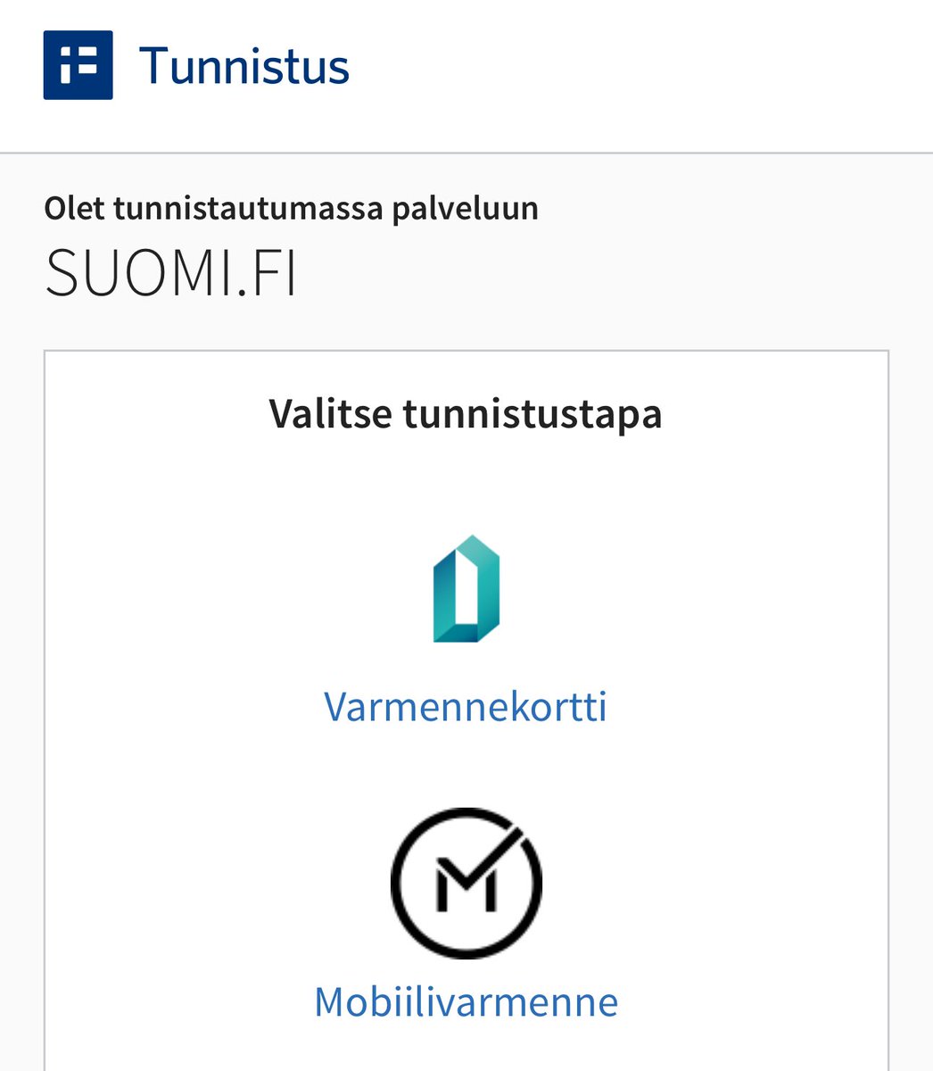 Kun seuraavan kerran saat näkyville <a href="/DVVfi/">Digi- ja väestötietovirasto</a> <a href="/suomifi/">Suomi.fi</a> tunnistusikkunan, mitkä ovat kaksi ylintä vaihtoehtoa? 

❗️Jos ne EIVÄT OLE Varmennekortti ja Mobiilivarmenne, ÄLÄ TUNNISTAUDU!

👉 huomaa, nämä voivat toki palvelussa jossain vaiheessa muuttua

🚨samoin rikolliset tulevat nämä