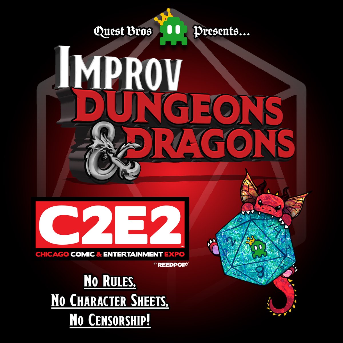 QuestBros's tweet photo. We are happy to announce that, for the first time, we will be bringing Improv D&D to Chicago Comic & Entertainment Expo (C2E2) this year! #c2e2 #improvdnd #questbros #panel #chicago #dnd #improv #comedy #comic #cosplay #ttrpg https://t.co/lGzYtk2qmC