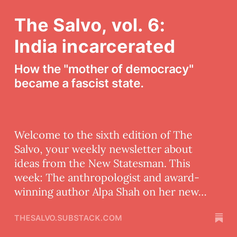 Spoke to the great @alpashah001 about her new book, 'The Incarcerations: BK-16 and the Search for Democracy in India'. thesalvo.substack.com/p/the-salvo-vo…