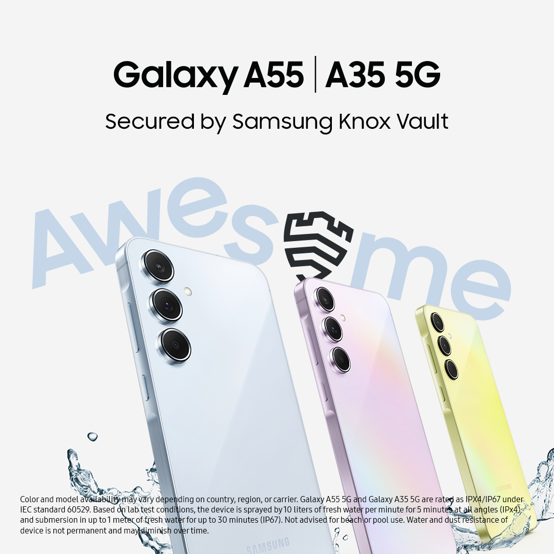 Welcome to the world of Awesome. #GalaxyA55 5G and​#GalaxyA35 5G are here, with new Awesome both inside​ and out.​ Learn more: samsung.com/ie/smartphones…