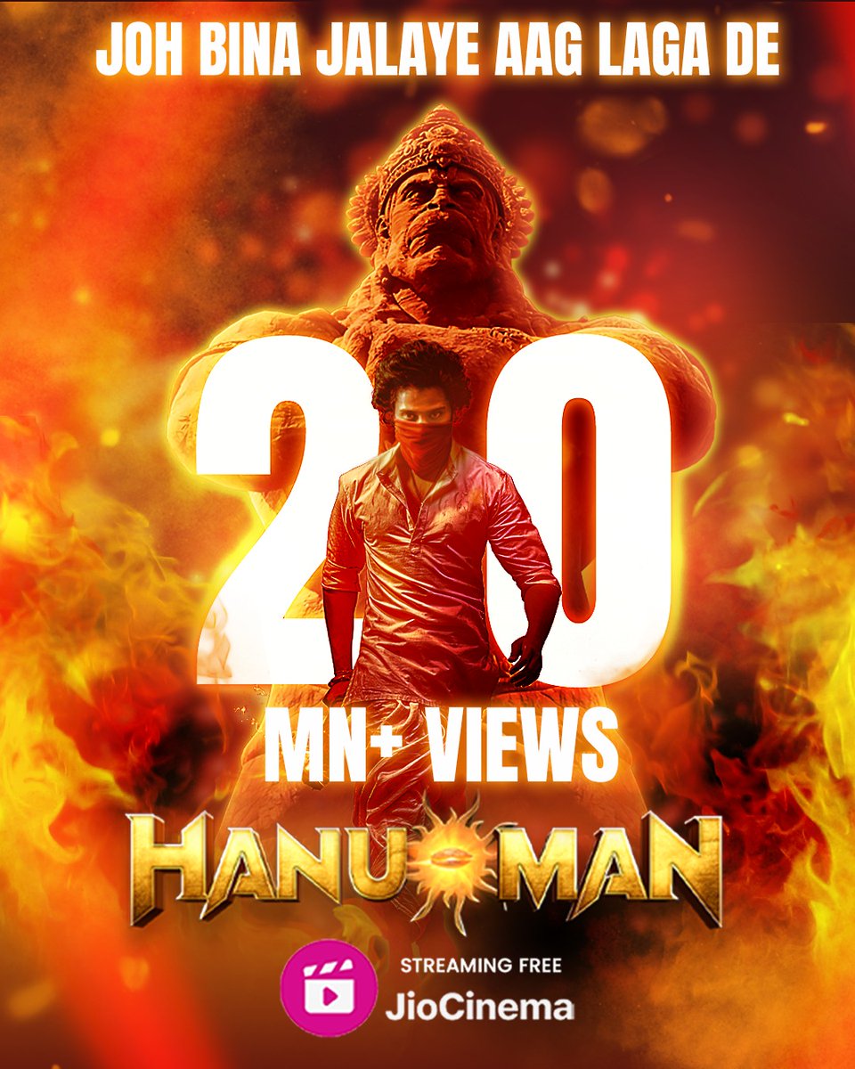 Colors_Cineplex's tweet photo. Wahi toh hai asli HANU-MAN 🤩
20 million + views on @JioCinema and we wanna say, 'It's Just The Beginning' 👀🧡
@PrasanthVarma @tejasajja123 @rkdstudios @varusarath5 @Actor_Amritha
#HanuManOnColorsCineplex #WorldPremiere #DubbedMovie #StreamingFree #ColorsCineplex #JioCinema https://t.co/pxAhiXwWfr