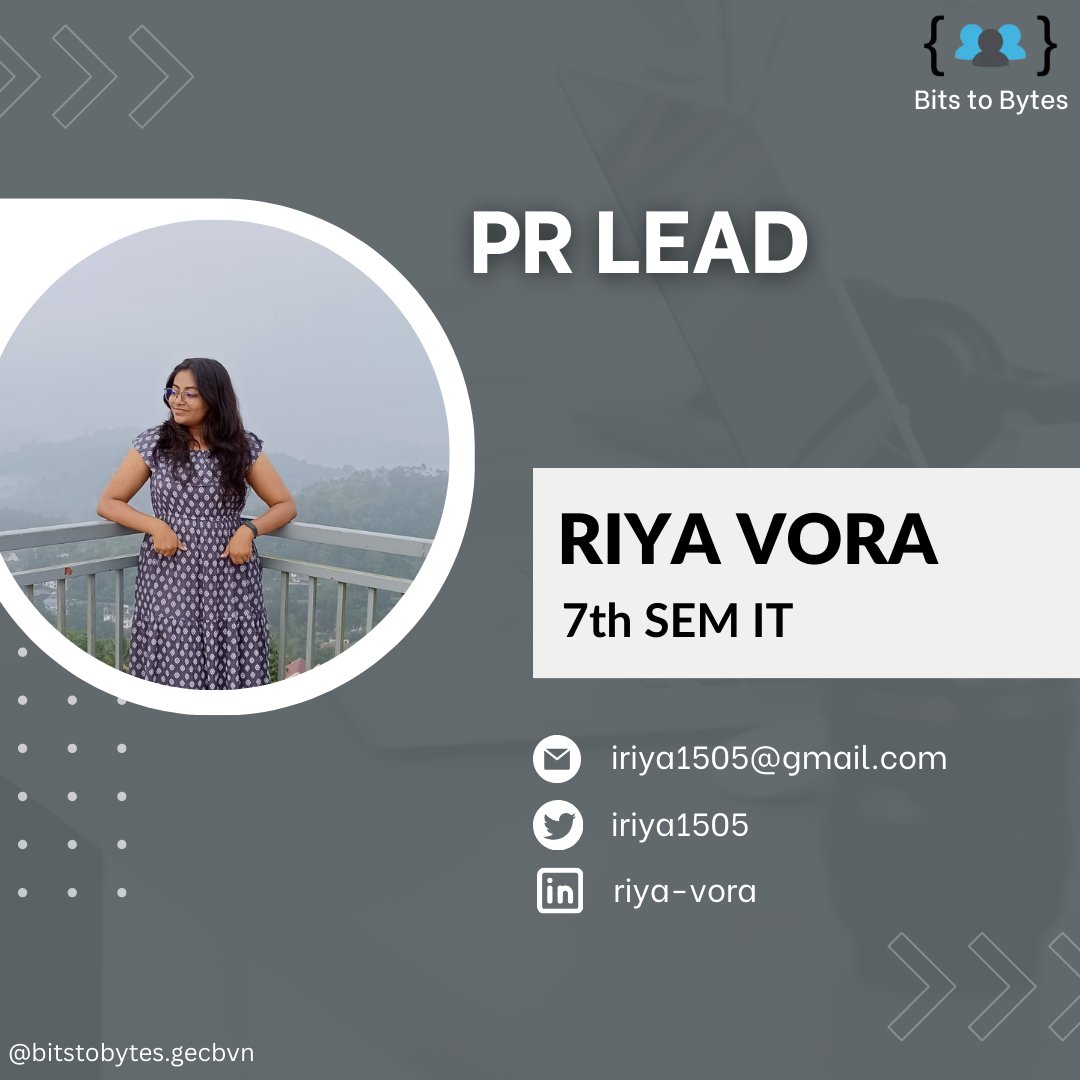 BitstobytesGec's tweet photo. We heartily welcome our PR and documentation lead , social media manager - Riya to the club...🎉

#bitstobytes #gecbvnstudents #gecbhavnagar https://t.co/mTwFsf8TEa