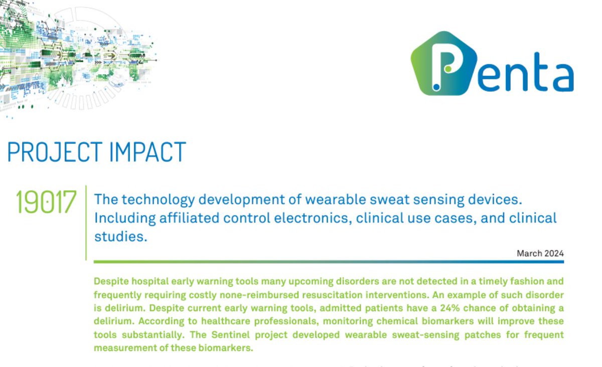 AENEAS_EU's tweet photo. 🏥#Sentinel #PENTA project has developed a wearable solution for the measurement of crucial biomarkers. 
With better early warning systems, hospitals will improve tools to predict &amp; prevent delirium and patients will face fewer severe complications.
More👉https://t.co/6tFRmM4BlG https://t.co/H7Il36HCyH
