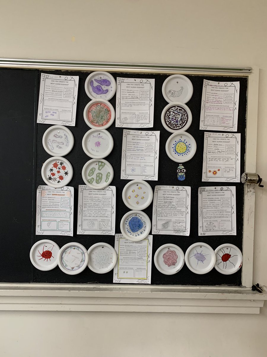 MsShorttRobert's tweet photo. As we wrap-up learning about communicable diseases, students were given the opportunity to create their own communicable disease. Once designed they created their disease at the cellular level.

Other students have loved looking at what they created!
@HRCE_NS @EllenvaleJrHigh https://t.co/lqVdSNUCLS