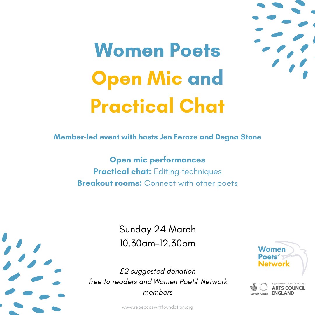 We've just released some more tickets for our Open Mic & Practical Chat this Sunday. It's a brilliant event for women poets from across the UK, and this month we'll be discussing all things to do with the editing process. Come and join us! eventbrite.co.uk/e/open-mic-pra…