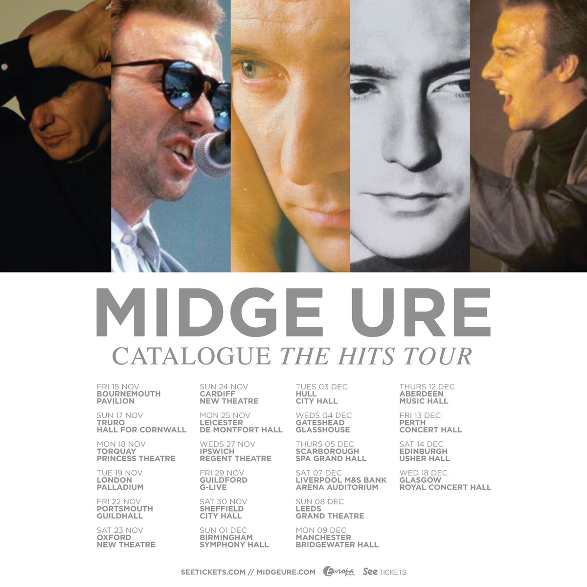 EuropaConcerts's tweet photo. @midgeure1's 'Catalogue: The Hits Tour' tickets are ON SALE NOW! Secure your spot for a night of unforgettable music. 🎟️ Get tickets: https://t.co/837FMELuiQ From Slik to Ultravox, don't miss this epic journey through 50 years of hits! 🎶✨ #CatalogueTheHitsTour https://t.co/2UYJ26xsDI