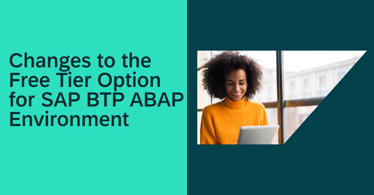 Attention SAP BTP ABAP Environment users! Important update: Starting April 3, 2024, the free tier option will have a 90-day limit. Discover key details and seamless transition options in our latest blog post: sap.to/6011koH3F