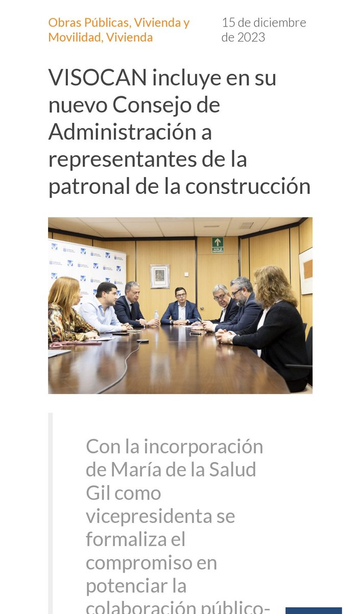 Recordatorio de que VISOCAN, empresa pública para promoción de viviendas protegidas de Canarias, está en manos del yerno de Curbelo (compatibiliza con 2 cargos de administración en inmobiliarias actualmente) y de la presidenta de la patronal de la construcción