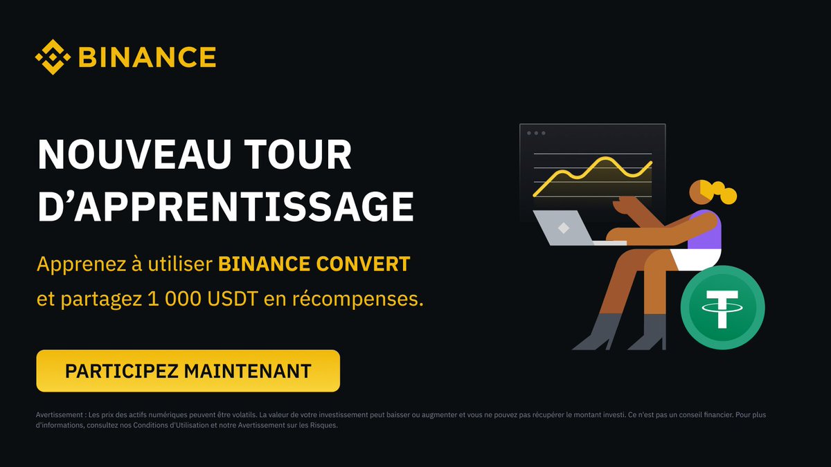 binanceafrique's tweet photo. ⏰ Il est temps de mettre à l'épreuve vos connaissances sur #Binance Convert.

Tentez votre chance pour partager 1000 USDT 👉 100 gagnants ! 💰

🔸 Retweetez et suivez @binanceafrique 
🔸Taguez 5 amis avec #LearnBinanceConvert
🔸Participez au Quiz ➡️ https://t.co/SVq3JOEMg1 https://t.co/tZseslEALO