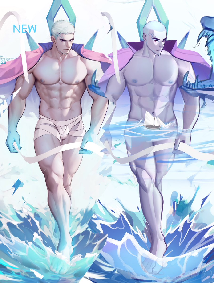 My Pokemon personification（Suicune renovate) I repainted this work. I put a comparison chart of them at the end. Which one do you prefer? I drew an NSFW version for him.（The unobstructed version, please obtain it on my patreon and Gumroad）