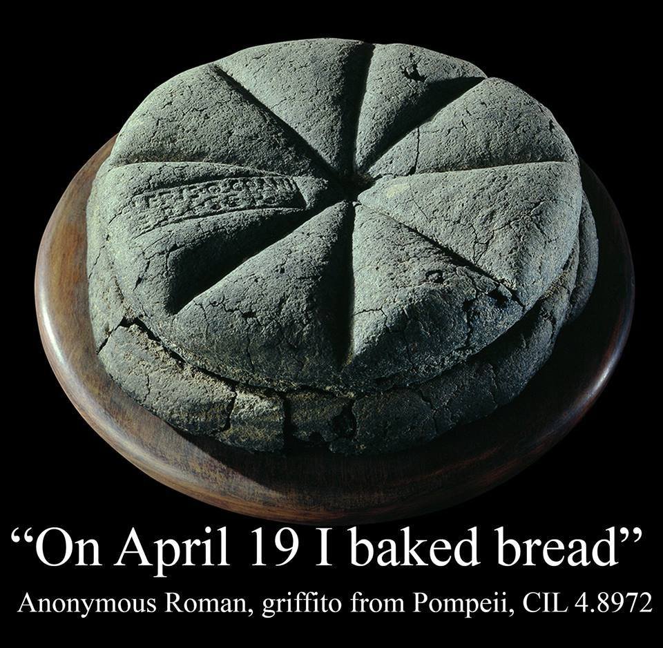 Most Romans were not legionaries as many movies, books and pages would have us believe. Rather, they were normal people just like most of us today.🏛️ “On April 19 I baked bread” Anonymous Roman, griffito from Pompeii, The image shows a Roman bread from Herculaneum.